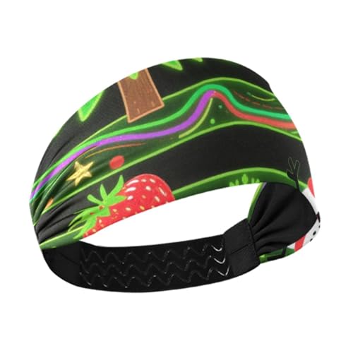 miaozhen Frohe Weihnachten, fluoreszierender Schneemann, rutschfest, elastisch, breite Stirnbänder für Damenhaare zum Wandern, Laufen, Workout, Tennisbandas para la cabeza von miaozhen