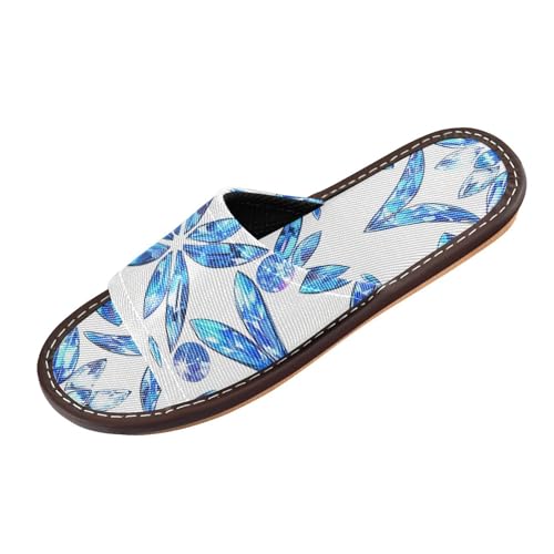 miaozhen Gefälschte Luxus-Hausschuhe mit geometrischem Kristalldruck, für drinnen und draußen, wiederverwendbar, niedlich, personalisierbar, offene Zehen, für Gäste, Hotel, Reisen, Flugzeug von miaozhen