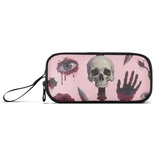 miaozhen Große Nylon-Federmäppchen, Gothic-Stil, rote Rose, Totenkopf, Kreuz, große Kapazität, Stifteetui, Schreibwaren für Büro, Jugendliche, Estuche Para von miaozhen
