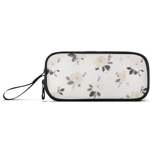 miaozhen Große Nylon-Federmäppchen, weiße Tinte, Blumen, großes Fassungsvermögen, für die Schule, Schreibwaren für Grundschulfrauen von miaozhen