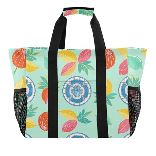miaozhen Große Strandtasche, Sommer, Zitrone, modisch, Boho-Stil, faltbar, wasserdicht, Segeltuch von miaozhen