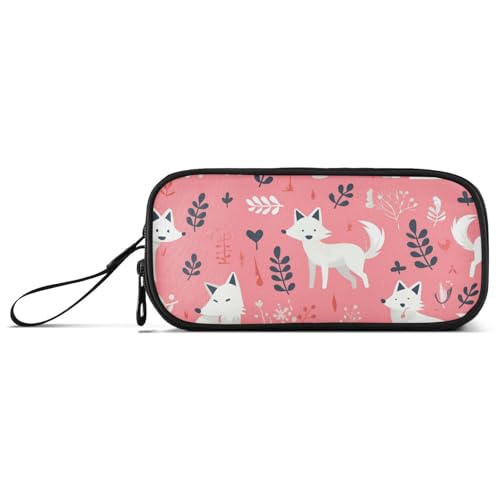 miaozhen Großes Federmäppchen aus Nylon, Dschungeltiere, Hund, Pfirsichfarben, hohe Kapazität, Schulmäppchen, Schreibwaren für Büro, Damen, Esuche Para von miaozhen