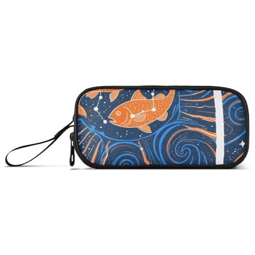 miaozhen Großes Federmäppchen aus Nylon, mit Reißverschluss, Fische, Orange, Zeichnen, großes Fassungsvermögen, Federmäppchen, Schreibwaren-Organizer für elementare Teenager, Esuche Para von miaozhen