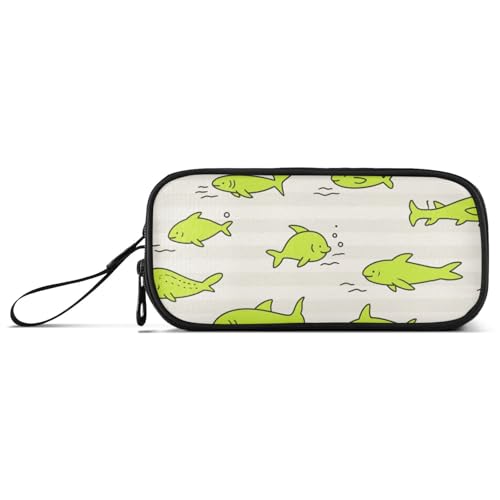 miaozhen Großes Nylon-Federmäppchen für Jungen, Limettengrün, Tierfisch, Streifen, hohe Kapazität, Federmäppchen mit Fächern, Schreibwaren für Schule, Erwachsene, estuche para von miaozhen