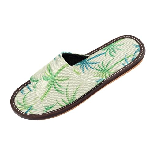miaozhen Grüne Palmen, Sommer-Badezimmer-Hausschuhe, tragbar, gemütlich, benutzerdefiniert, offener Zehenbereich, für Reisen, Flugzeug, Hotel, Sandalias de Playa para hombre, Grüne Palmen, Sommer, 34 von miaozhen