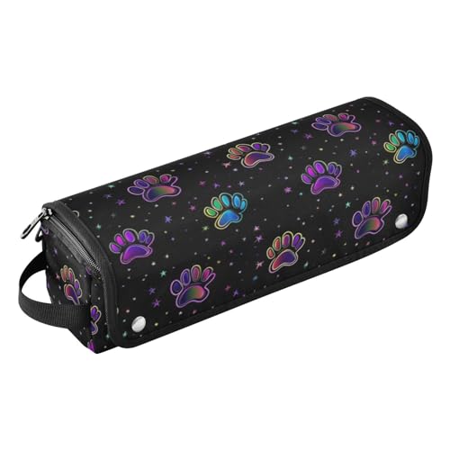 miaozhen Haar-Werkzeug-Reisetasche für Frauen mit hitzebeständiger Matte, tragbarer Haarstyling-Werkzeug-Organizer für Glätteisen, Lockenstäbe, fluoreszierendes Regenbogen-Tier-Hunde-Fußabdruck-Haar von miaozhen