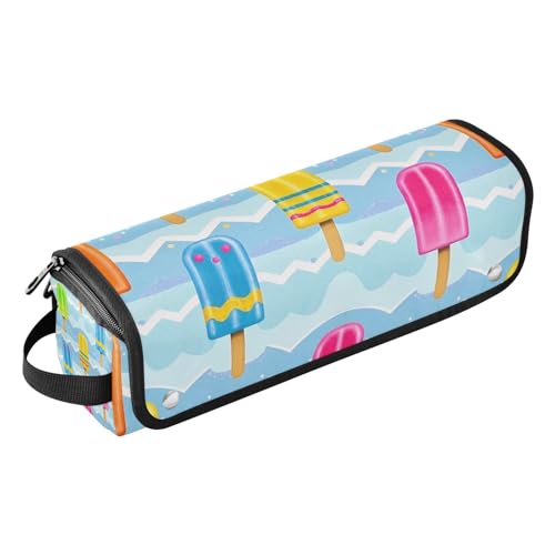 miaozhen Haarwerkzeug-Reisetasche für Damen, hitzebeständige Matte mit Reißverschluss, wasserdicht, Reise-Organizer für Glätteisen, Lockenstab, Haartrockner, Sommer-Eis am Stiel, buntes Wellenmuster von miaozhen