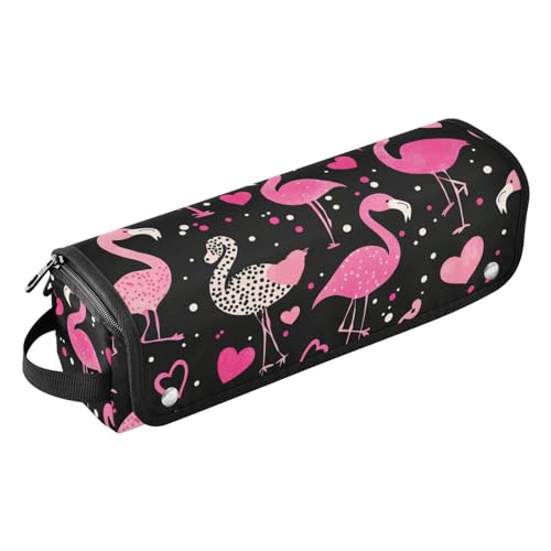miaozhen Haarwerkzeug Reisetasche für Frauen mit hitzebeständiger Matte Lockenstab Reisehalter Aufbewahrungstasche für Glätteisen, Glätteisen, Lockenstäbe, Happy Valentine's Day Flamingo Pfirsich von miaozhen