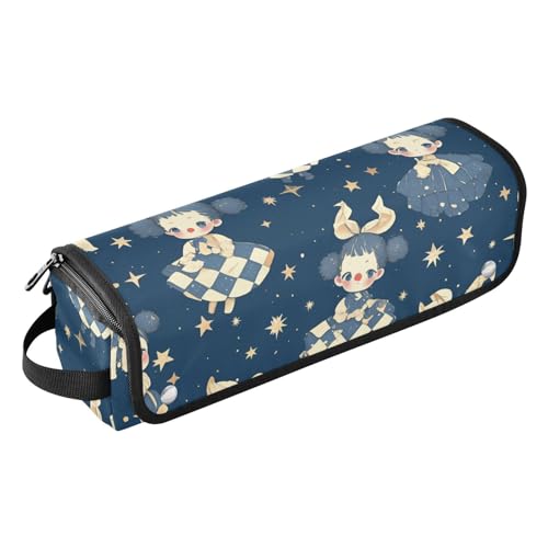 miaozhen Hair Tools Reisetasche mit Eisenmatte, doppellagig, Reise-Tragetasche für Lockenstab Glätteisen, flacher Haartrockner, Cartoon, niedliche blaue Puppe, Reiseutensilien für Frauen von miaozhen