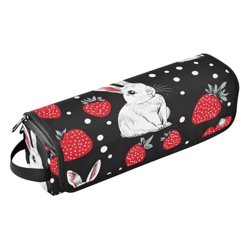 miaozhen Hair Tools Reisetasche mit Eisenmatte, wasserdicht, Reise-Organizer für Glätteisen, Glätteisen, Lockenstäbe, Punkte, Kaninchen, Erdbeeren, lebendige Haar-Accessoires, Organizer von miaozhen