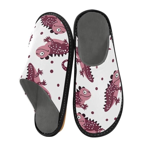 miaozhen Hausschuhe für Damen, kastanienbraun, verspielte Leguane, Hausschuhe, Memory-Schaum, Hausschuhe, gemütliche Damen-Hausschuhe, Maroon Playful Leguan, 42/43 EU von miaozhen