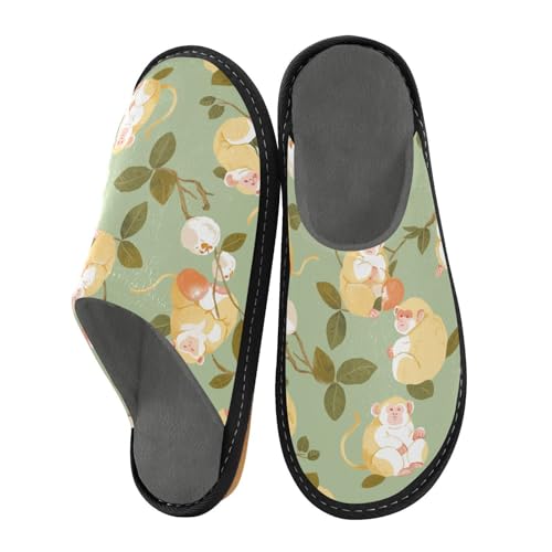 miaozhen Hausschuhe für Damen, niedlich, fettgrün, Affen-Hausschuhe, für den Innenbereich, Memory-Schaum, gemütlicher Hausschuh für Damen, Süßer fett grüner Affe, 36/37 EU von miaozhen