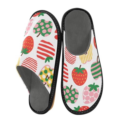 miaozhen Hausschuhe für Damen, rote gepunktete Erdbeeren, Indoor-Hausschuhe für Damen, Memory-Schaum, Hausschuhe, Hausschuhe, Bettpantoffeln, Rote gepunktete Erdbeeren, 10-10.5 US Women/9-9.5 US Men von miaozhen
