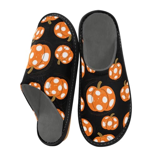 miaozhen Hausschuhe für Damen, schwarzer Kürbis, gepunktet, für drinnen und draußen, Memory-Schaum, Hausschuhe, gemütliche Hausschuhe für Damen, Größe 43 von miaozhen