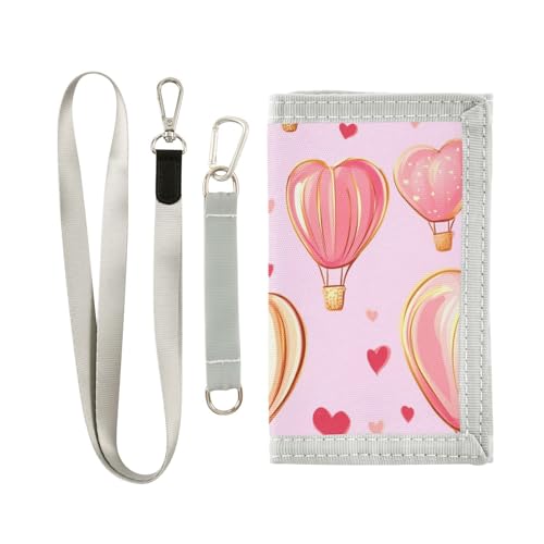 miaozhen Hot Balloon Peach Gold Valentinstag dreifach gefaltete Geldbörse für Damen, coole, leichte, dreifach gefaltete Geldbörse für Herren, mit Umhängeband, Billeteras para hombre, Heißballon miaozhen Hot Balloon Peach Gold Valentinstag dreifach gefaltete Geldbörse für Damen, coole, leichte, dreifach gefaltete Geldbörse für Herren, mit Umhängeband, Billeteras para hombre, Heißballon von miaozhen