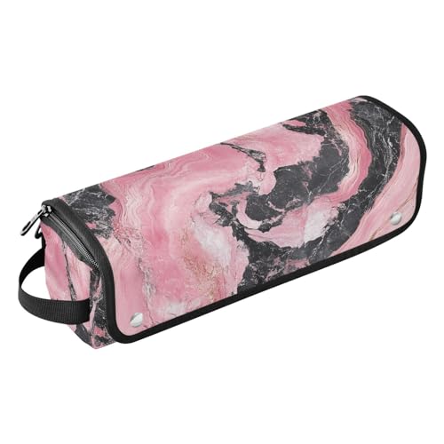 miaozhen Hot Hair Tools Reisetasche mit Eisenmatte, wasserdichter Lockenstab Reisetasche für Glätteisen, Glätteisen, Lockenstäbe, Pfirsich und schwarze Marmor-Textur, Reisetasche für Damen, Plancha von miaozhen