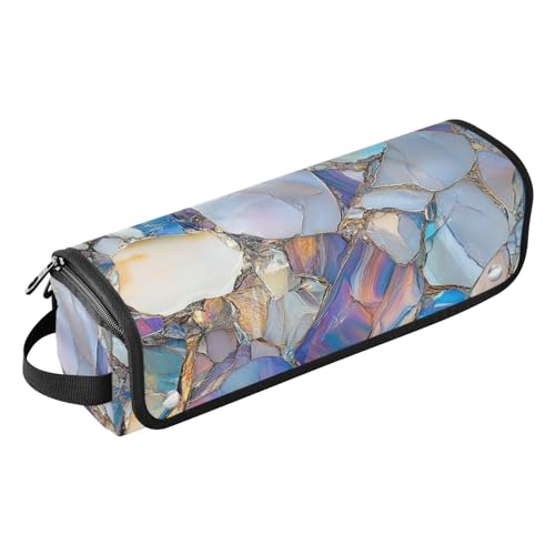 miaozhen Hot Hair Tools Reisetasche mit abnehmbarer hitzebeständiger Matte, große Haarglätter, Reiseetui für Glätteisen, Glätteisen, Lockenstäbe, Marmorsteine, lebendiges Neon, Frauen Essentials von miaozhen