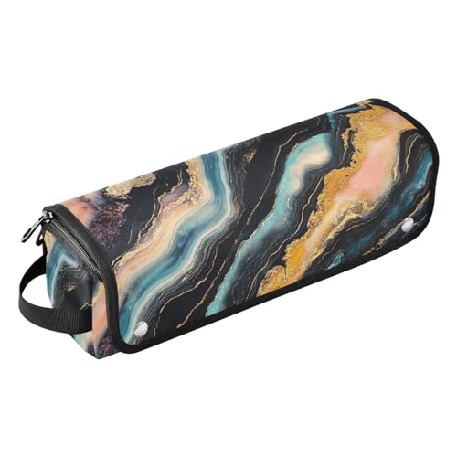 miaozhen Hot Hair Tools Reisetasche mit hitzebeständiger Matte, große Kapazität, Glätteisen, Organizer für heiße Werkzeuge, Lockenstab und Glätteisen, Haarvolumizer, Schwarz und Gold, Marmorstruktur von miaozhen