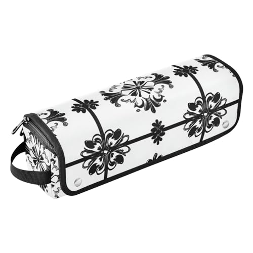 miaozhen Hot Hair Tools Reisetasche und hitzebeständige Matte mit Reißverschluss-Tragetasche, flacher Lockenstab, wasserdichter Organizer für Glätteisen, Glätteisen, Lockenstäbe, Schwarz und Weiß, von miaozhen