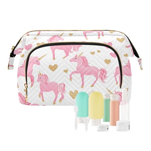 miaozhen Kosmetiktasche für Damen, Motiv: Einhörner, Herzform, tragbarer Schmuck für Reisen, Make-up, Einhörner, Valentins-Herz, Modern miaozhen Kosmetiktasche für Damen, Motiv: Einhörner, Herzform, tragbarer Schmuck für Reisen, Make-up, Einhörner, Valentins-Herz, Modern von miaozhen