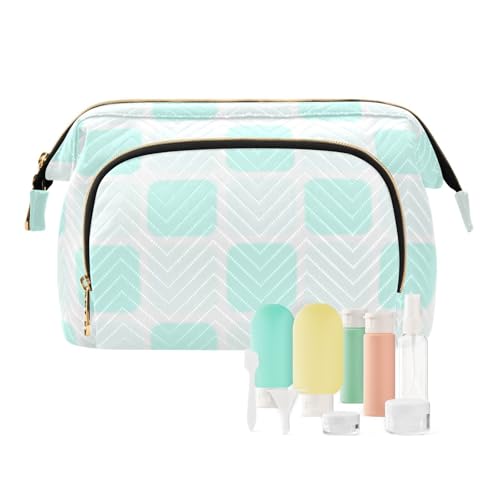 miaozhen Kosmetiktasche für Damen, wasserdicht, für Karten, Schlüssel, Organizer, Minzgrün, Mintgrünes Karomuster, Modern von miaozhen