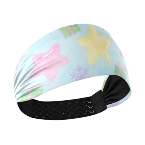 miaozhen Kühlende Haarbänder für Damen, Motiv: Frohe Weihnachten, gelbe Sterne, dehnbare Stirnbänder für Damen, für Fitnessstudio, Workout, Radfahren, Tennisbandas, Para el Cabello Deportivas von miaozhen