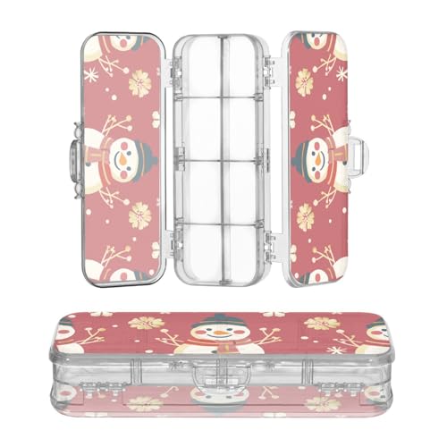 miaozhen Kunststoff-Box für Bleistifte, 2-lagig, Weihnachts-Schneemann, rot/goldfarben, Stifteetui für Kunstbedarf mit Deckel von miaozhen