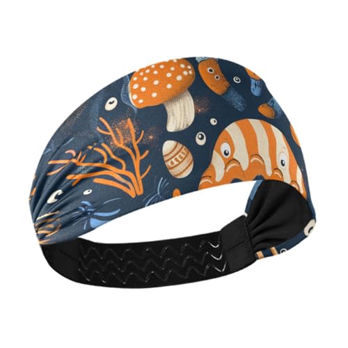 miaozhen Lustig unter dem Meer, Halloween, rutschfest, Fitness-Stirnbänder für Damen, dehnbarer Kopf für Damen, zum Wandern, Yoga, Workout, Fußball-Bandas para el cabello deportivas von miaozhen