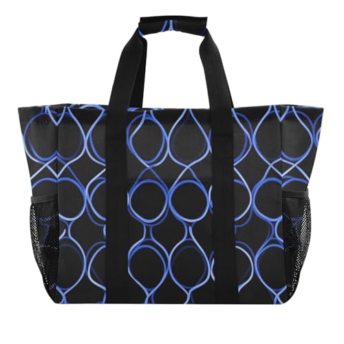 miaozhen Mehrzweck-Tragetasche, abstraktes schwarz-blaues Muster, zusammenklappbar, wasserabweisendes Segeltuch von miaozhen