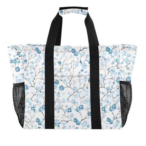 miaozhen Mehrzwecktasche für den Kofferraum, hellblau, kleines Blumenmuster, zusammenklappbar, sanddicht, mit Griffen von miaozhen