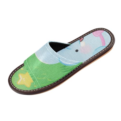 miaozhen Niedliche Cartoon-Hausschuhe mit Elefantenmotiv, tragbar, weich, personalisierbar, für Reisen, Hotel, Party, Gäste, Chanclas para hombres, Niedlicher blauer Elefant im Cartoon-Design, 40 EU von miaozhen