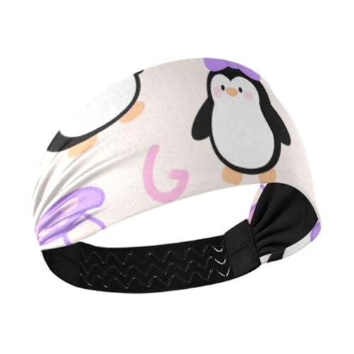 miaozhen Niedliches Cartoon-Pinguin-Haarband für Kinder, kühlend, elastische Schweißbänder für Damen, zum Laufen, Wandern, täglichen Gebrauch, Radfahren, Bandas elásticas para el cabello von miaozhen