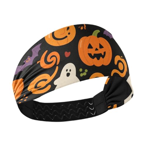 miaozhen Niedliches orangefarbenes Kürbis-Geister für Halloween, feuchtigkeitsableitendes Lauf-Stirnband, elastischer Kopf für Damen, für Workout, Tennis, täglichen Gebrauch, Wandern, Cintas Para el von miaozhen