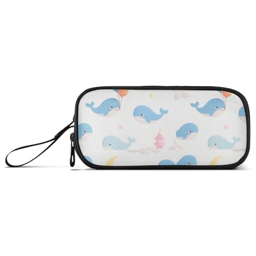 miaozhen Nylon-Federmäppchen, Cartoon, niedlicher blauer Wal, große Kapazität, großes Federmäppchen, Schreibwaren-Organizer für Mittelschule, Teenager, Esuche Para von miaozhen