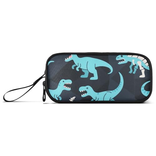 miaozhen Nylon-Federmäppchen, blau, Dinosaurier, brüllend, hohe Kapazität, großes Federmäppchen, Schreibwaren-Organizer für College, Teenager, Jungen, Esuche Para von miaozhen