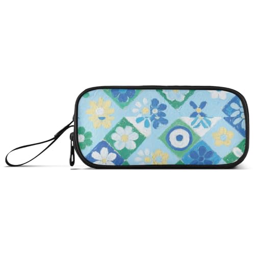 miaozhen Nylon-Federmäppchen für Mädchen, japanische blaue Kirschblüten-Blumen, großes Fassungsvermögen, College-Federmäppchen, Schreibwaren-Organizer für College-Kinder von miaozhen