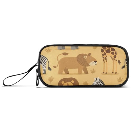 miaozhen Nylon-Federmäppchen für Studenten, Zoo-Tiere, Löwe, Elefant, große Kapazität, Federmäppchen, Schreibwaren-Organizer für College, Teenager, Esuche Para von miaozhen