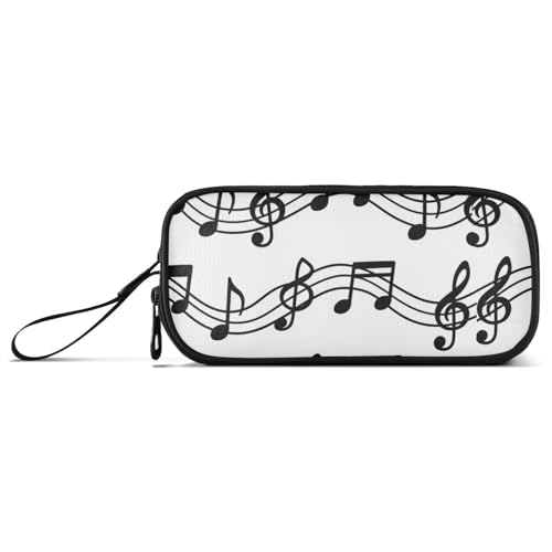 miaozhen Nylon-Federmäppchen für Teenager, modisch, weiß und schwarz, Musiknoten, große Kapazität, großes Federmäppchen, Schreibwaren-Organizer für Büro, Lehrer, Estuche Para von miaozhen