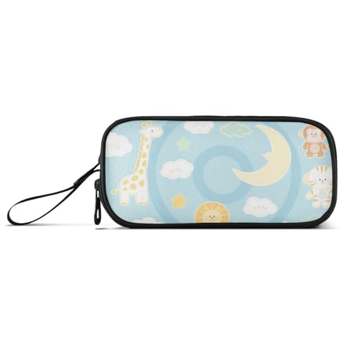 miaozhen Nylon-Federmäppchen mit Griff, lustiger Giraffenaffe, hellblau, große Kapazität, Federmäppchen, Schreibwaren für adrette Schule, Frauen, Esuche Para von miaozhen