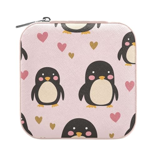 miaozhen Pinguin Pfirsich Valentinstag Schmuck Reise Etui Mini Storage Organizer Tragbar für Frauen von miaozhen