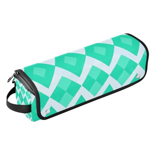 miaozhen Reise-Werkzeugtasche mit herausnehmbarer, hitzebeständiger Matte, wasserdicht, Reise-Organizer für Lockenstab Glätteisen, flacher Haartrockner, türkisfarbene Rautenraute, tragbar, Türkise von miaozhen