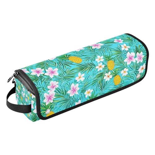 miaozhen Reise-Werkzeugtasche mit hitzebeständiger Matte, tragbarer Haarstyling-Werkzeug-Organizer für Glätteisen, heiße Werkzeuge und Haarpflege-Zubehör, lebendige bunte Ananas, Palmblau, für Damen von miaozhen