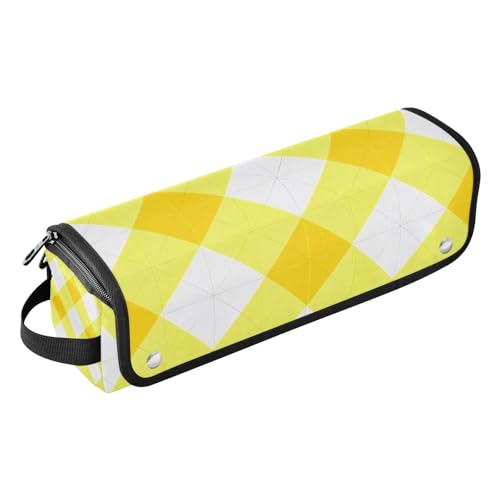 miaozhen Reise-Werkzeugtasche mit hitzebeständiger Matte, tragbarer Haarstyling-Werkzeug-Organizer für Glätteisen, heiße Werkzeuge und Haarpflegezubehör, gelbe Rautenkaro, Büffel-Reisetasche für Haare von miaozhen