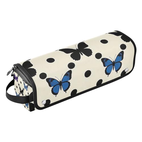 miaozhen Reisetasche für Haar-Werkzeug, mit hitzebeständigem Polster, wasserdicht, für Glätteisen, Glätteisen, Lockenstäbe, gepunktet, Tierblau, Schmetterlings-Reisetasche für Damen, Blauer von miaozhen