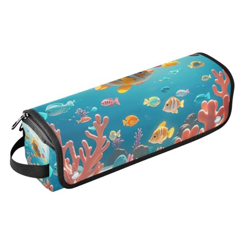miaozhen Reisetasche mit hitzebeständiger Matte, abnehmbarer Haarstyling-Zubehör-Organizer für Glätteisen, Glätteisen, Lockenstäbe, Cartoon, niedlich, bunt, Fischkoralle, Reisetasche für Damen von miaozhen