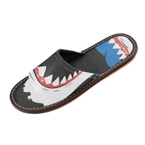 miaozhen Roaring Shark Checker Damen-Hausschuhe, für drinnen und draußen, waschbar, leicht, maßgeschneidert, für Party, Reisen, Gäste, Pantuflas para hombre, Roaring Shark Checker, 36/36.5 EU von miaozhen