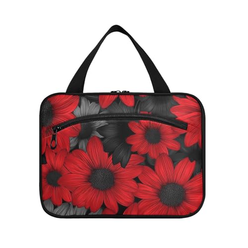 miaozhen Rote und schwarze Gänseblümchen hängende Reise-Make-up-Tasche mit Haken, Designer-Multifunktional für Frauen, ein Muss für Bolso para maquillaje de mujer L, Rote und schwarze Gänseblümchen miaozhen Rote und schwarze Gänseblümchen hängende Reise-Make-up-Tasche mit Haken, Designer-Multifunktional für Frauen, ein Muss für Bolso para maquillaje de mujer L, Rote und schwarze Gänseblümchen von miaozhen
