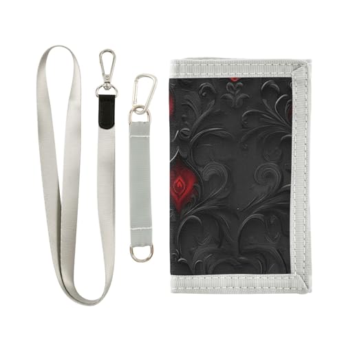 miaozhen Rote und schwarze Geldklammer für Damen, aus Nylon, mit Umhängeband, romantisch, dreifach gefaltet, mit Umhängeband, Rot und Schwarz, Rot und Schwarz Valentinstag Romantische Liebe, 1 size miaozhen Rote und schwarze Geldklammer für Damen, aus Nylon, mit Umhängeband, romantisch, dreifach gefaltet, mit Umhängeband, Rot und Schwarz, Rot und Schwarz Valentinstag Romantische Liebe, 1 size von miaozhen