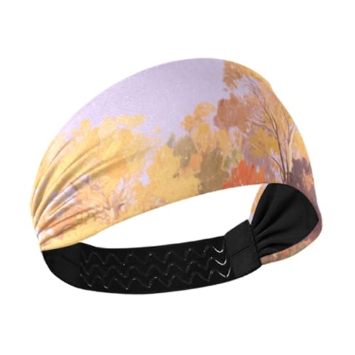 miaozhen Rutschfeste, dicke Stirnbänder mit Aufschrift "Hello Fall", Herbstbaum, Vogel, dehnbar, für Fußball, Tennis, Fitnessstudio, Yoga, Diademas para el cabello von miaozhen