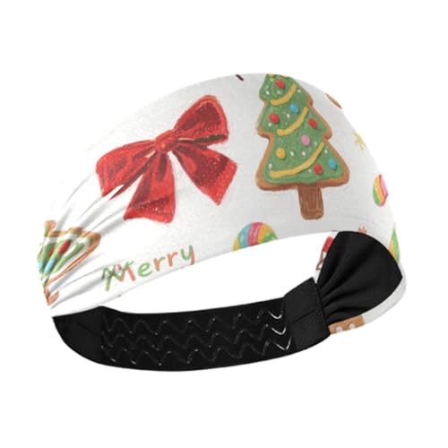 miaozhen Rutschfeste Stirnbänder mit Motiv Frohe Weihnachten, Cartoon, Lebkuchen, dick, dehnbar, für Fußball, den täglichen Gebrauch, Basketball, Yoga, Banda para el cabello von miaozhen